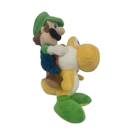 Luigi Riding Yoshi Stuffed Plush 8” Sanei Little Buddy Fast Shipping - Picture 6 of 11